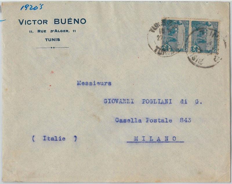 59306 - TUNISIA Tunis - POSTAL HISTORY: COVER to ITALY - 1920's