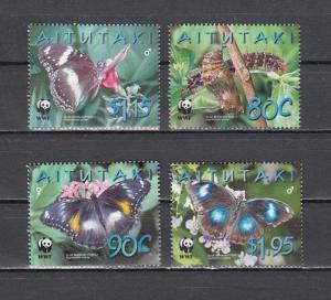 Aitutaki, Scott cat. 539-542. Butterflies & World Wildlife Fund issue.