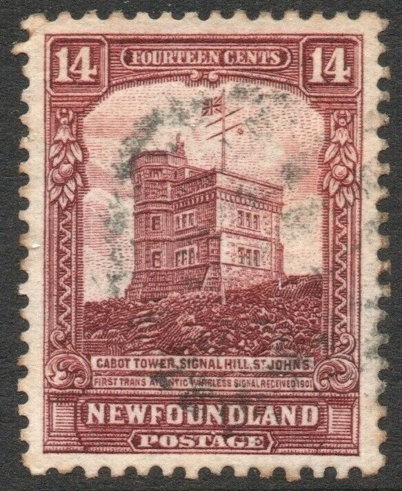 NEWFOUNDLAND-1928 14c Brown-Purple Sg 174 GOOD USED V46290