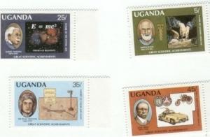 Uganda 1987 - Great Discoveries - Albert Einstein Famous men set of 4 MNH 564-67
