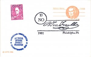 #UX93 Robert Morris Postcard - Unknown Cachet