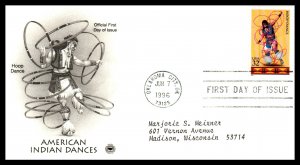 US 3072-3076 Indian Dances PCS Set of Three Typed FDCs