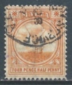 Malta #43 Used 4 1/2p Gozo Fishing Boat