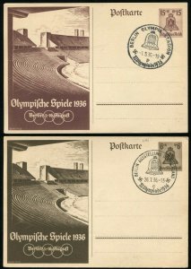 GERMANY 1936 Olympics BERLIN Deutsches Reich Postal Card Stationery Collection