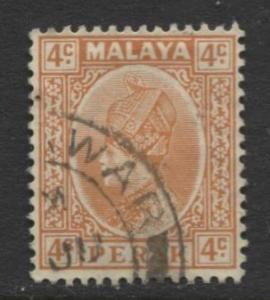 Malaya-Perak -Scott 71 - Sultan Iskandar - 1935- VFU - Single 4c Stamp