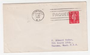 WESTERN AUSTRALIA, 1938 cover, GB 1d. KGVI, FREMANTLE, PAQUEBOT machine to USA.