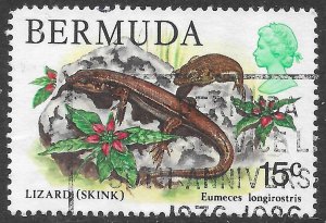 Bermuda 15c Skink Lizard issue of 1978, Scott 370, Used