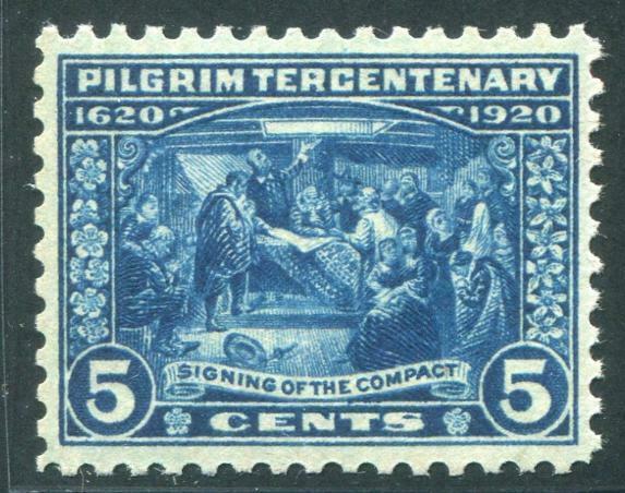 HERRICKSTAMP UNITED STATES Sc.# 550 High Quality 5¢ 1920 Pilgrim Superb NH