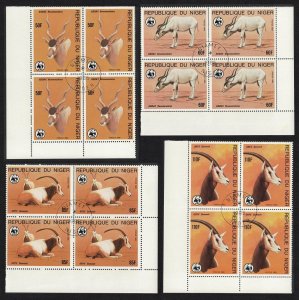 Niger WWF Desert Antelopes 4v Corner Blocks of 4 1985 CTO SC#688-691