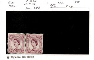 Great Britain, Postage Stamp, #300 Pair Mint Hinged, 1952 Queen Elizabeth (AE)