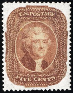 US Stamps # 28 Mint VF Rebacked And Regummed Trimmed To Design, Filler