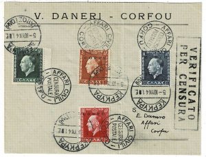 Corfu 1941 Kepkypa cancel on philatelic cover, censored, including Scott N34