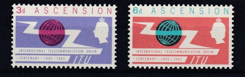 ASCENSION  1965  I T U CENTENARY  SET  MNH 