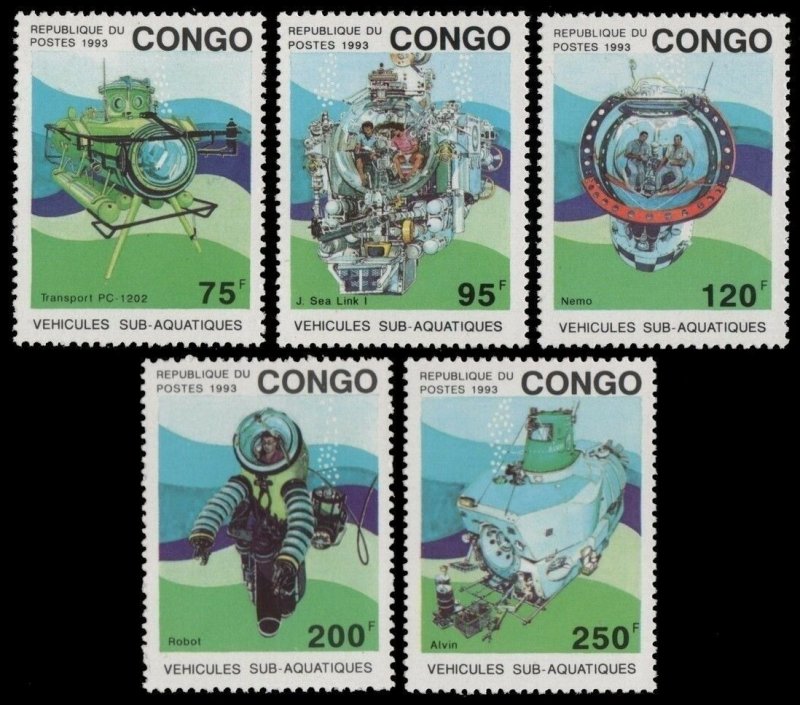 1993 Congo Brazzaville 1371-1375 Research submarines 15,00 €