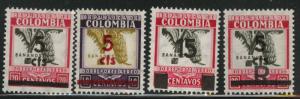 Colombia Scott C115-118 MNH** 1939 surcharges