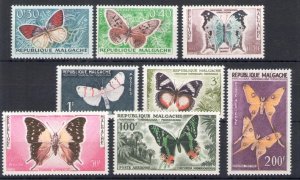 1960 Malagasy Republic - Yvert Catalogue no. 341/44 + Airmail 80/82 - Butterflie