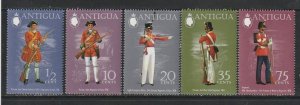 1973 Antigua - Sc 307-11 - MNH VF - 5 single - Military Uniforms