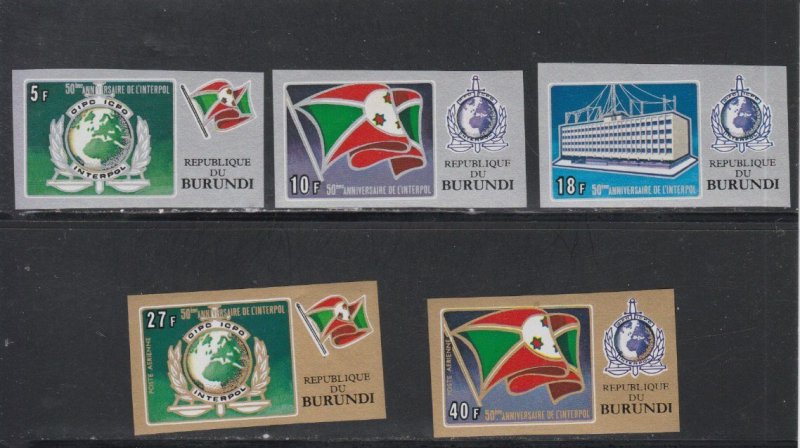 Burundi # 428-430, C181-182, Interpol 50th Anniversary, IMPERF Mint NH, 1/2 Cat.