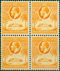 Gold Coast 1928 2 1/2d Orange-Yellow SG107 V.F MNH Block of 4 