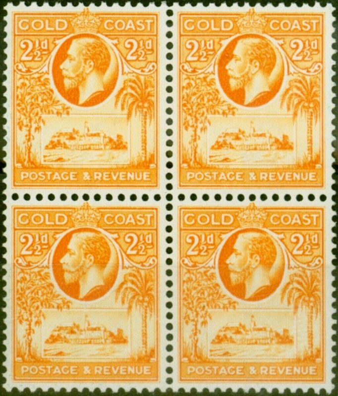 Gold Coast 1928 2 1/2d Orange-Yellow SG107 V.F MNH Block of 4 