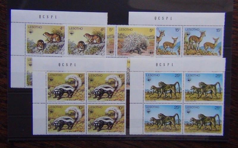 Lesotho 1977 Animals in block x 4 MNH 