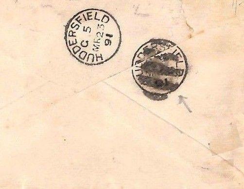 ZZ144 USA Cover 1891 Philadelphia Transatlantic HUDDERSFIELD Error CDS Yorks GB