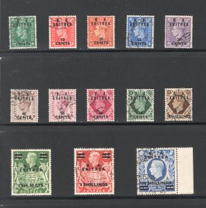 British Offices Eritrea #12-26  VF, Used, Complete Set, CV $110.90 ....  0900013