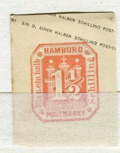 GERMANY; HAMBURG 1860s classic Imperf Postal Stationary PIECE