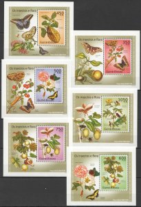 B1354 2010 Guinea-Bissau Flora & Fauna Flowers Insects Butterflies 6 Lux Bl Mnh