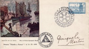 Argentina 1959 ROTARY STAMP EXHIBITION COVER SIGNED BY QUINQUELA MARTIN !!!!