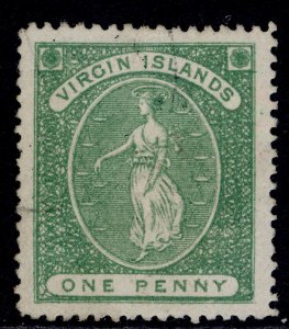 BRITISH VIRGIN ISLANDS QV SG8, 1d yellow-green, FINE USED. Cat £85.