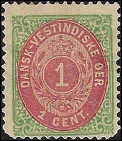 Danish West Indies 5 Mint,NG... SCV $35.00