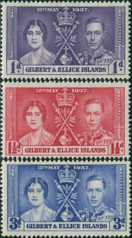 Gilbert & Ellice Islands 1937 SG40-42 Coronation set MNH