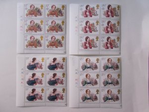 GB QEII 1980 Famous Authoresses Set of 4 in Cylinder Blocks of 6 U/M SG Cat £12