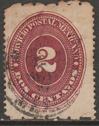 MEXICO 194B, 2¢ LARGE NUMERAL, USED. F-VF. (1370)