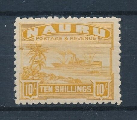 [117061] Nauru 1924 Steam ship 10 Shilling yellow - Greyish paper  MNH