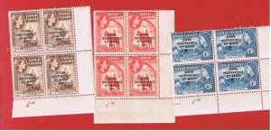 Ghana #25-27   MNH OG plate blocks of 4 Gold Coast  Overprints    Free S/H