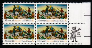 SC# 1426 - (8c) - Missouri Statehood, 150th Anniv. - MNH ZIP block/4 LR