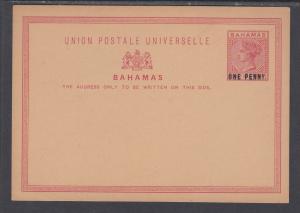 Bahamas H&G 3 mint 1892 1p on 1½ Queen Victoria Postal Card F-VF