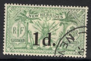 NEW HEBRIDES SG40 1924 1d on ½d GREEN FINE USED