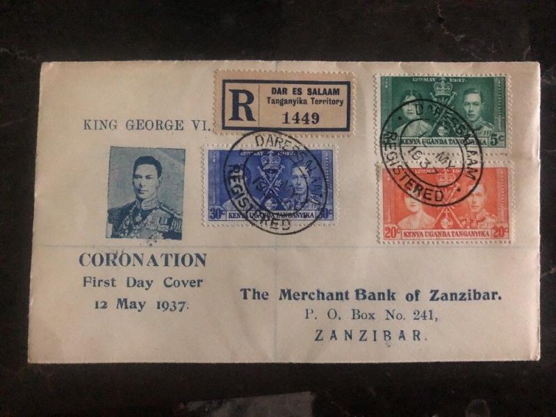 1937 Kenya Uganda Tanganyika King George VI Coronation FDC First Day Cover KG6