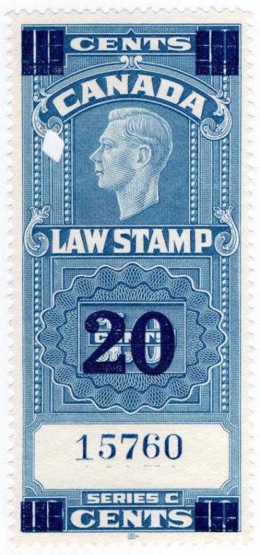 (I.B) Canada Revenue : Law Stamp 20c on 10c OP