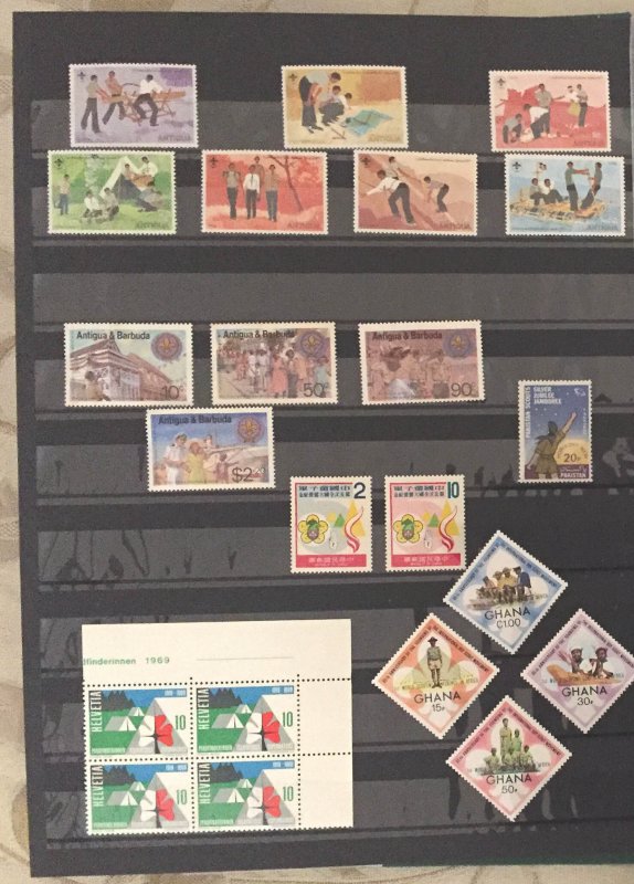 COLLECTION OF BOY & GIRL SCOUTS MNH STAMPS FROM DIFFERENT COUNTRIES IN AN ALBUM