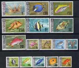 Tanzania 1967 Fish definitive set of 16 values complete u...