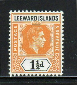 LEEWARD ISLANDS #122  1949  1 1/2p  KING GEORGE VI     MINT  VF NH  O.G