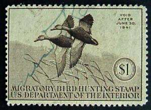 USA, 1940 Duck Stamp, Scott RW7, Used