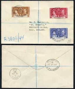 Gambia 1937 Coronation on a Cover