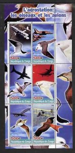 CONGO KINSHASA - 2004 - Birds & Aircraft - Perf 6v Sheet - MNH - Private Issue