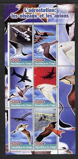 CONGO KINSHASA - 2004 - Birds & Aircraft - Perf 6v Sheet - MNH - Private Issue