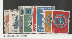 Netherlands, Postage Stamp, #370-373, 375-378 Mint LH, 1957-59